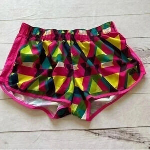 Adidas Climalite geometric Light Airy track running shorts pink yellow p…